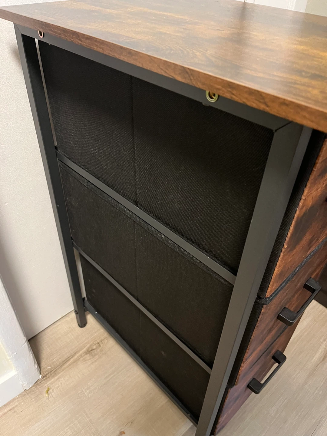 3-Drawer Fabric Storage Tower with Wood-Look Top - photo 3