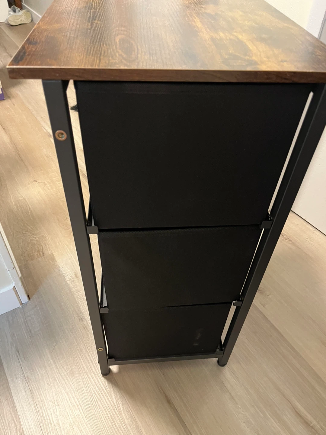 3-Drawer Fabric Storage Tower with Wood-Look Top - photo 5