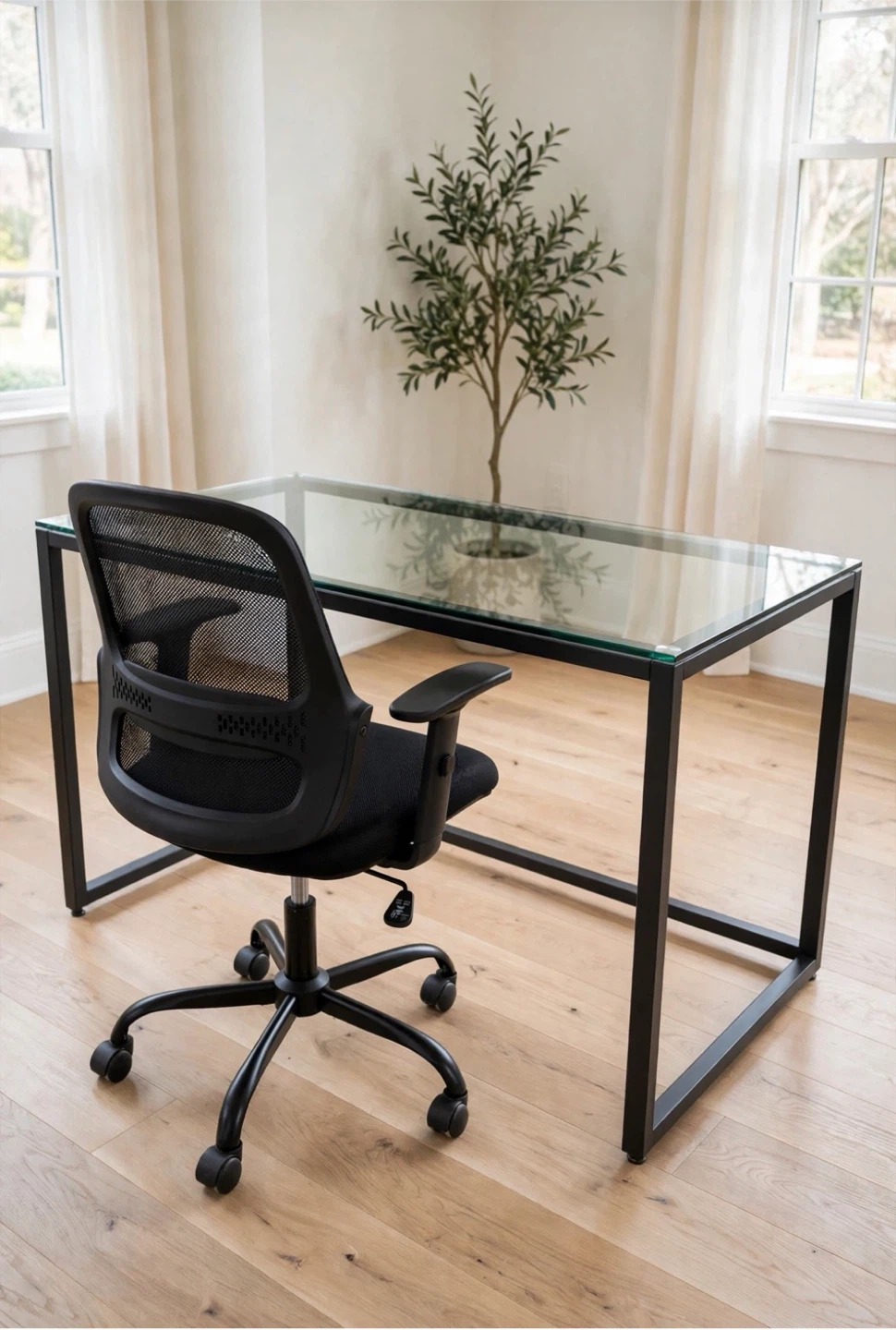 Glass Top Metal Frame Desk