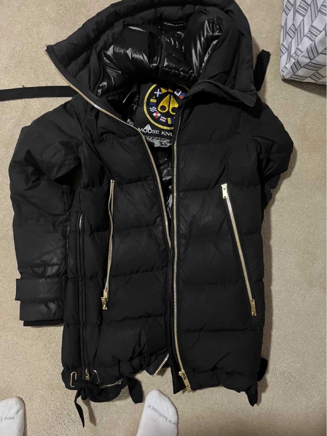 Moose Knuckles Black Puffer Jacket XS