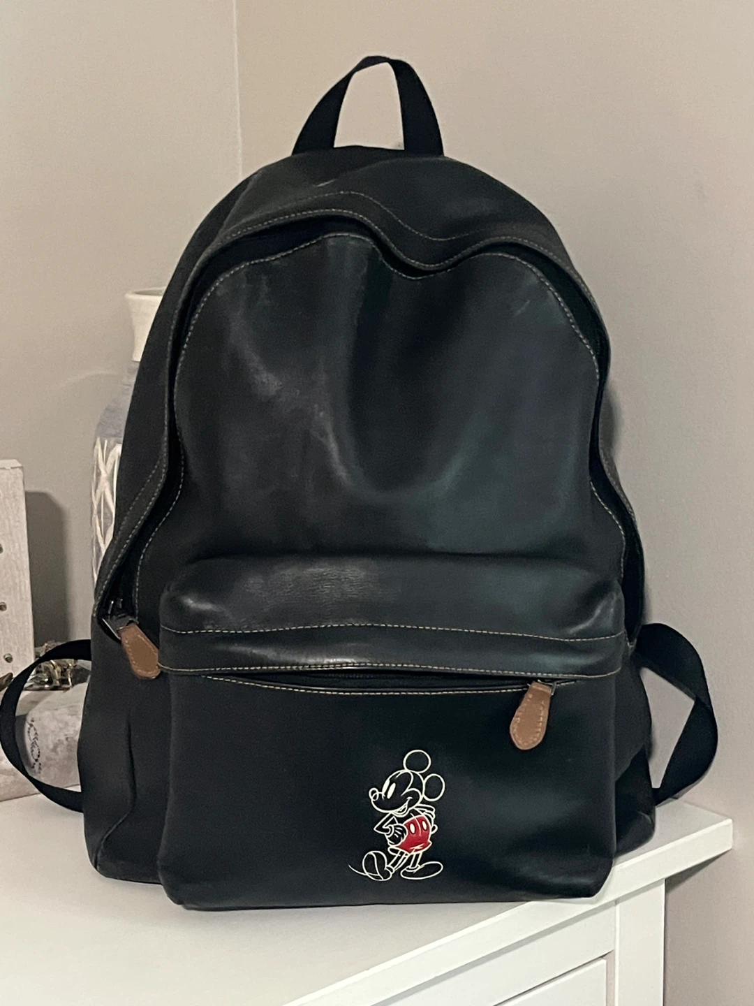 Disney Mickey Mouse Coach Black Leather Backpack