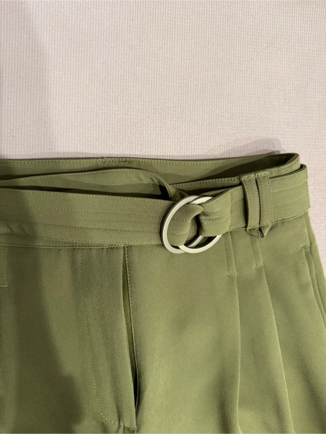 Olive Green Belted high rise Trousers - photo 5