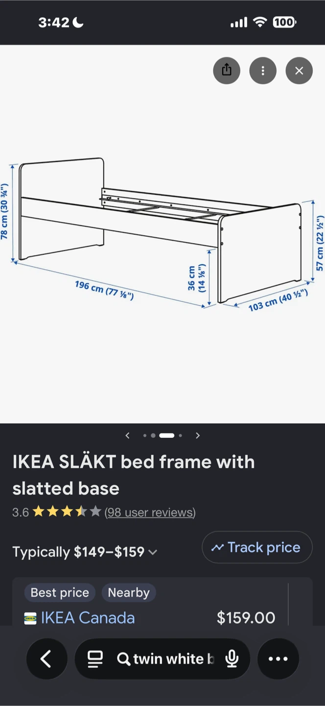 IKEA SLÄKT bed frame with slatted base
