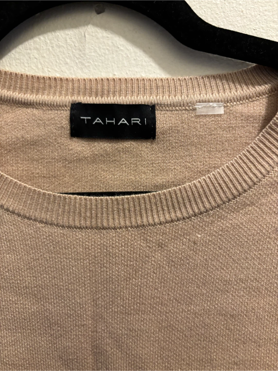 NEW-Tahari Tan Crew Neck Sweater