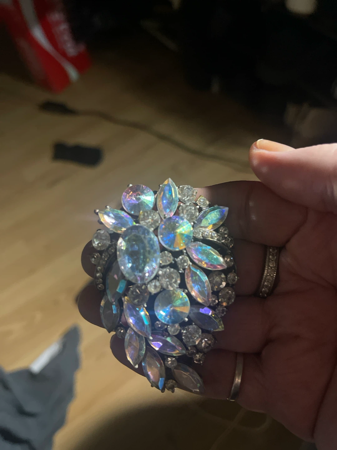 Iridescent Crystal Floral Brooch