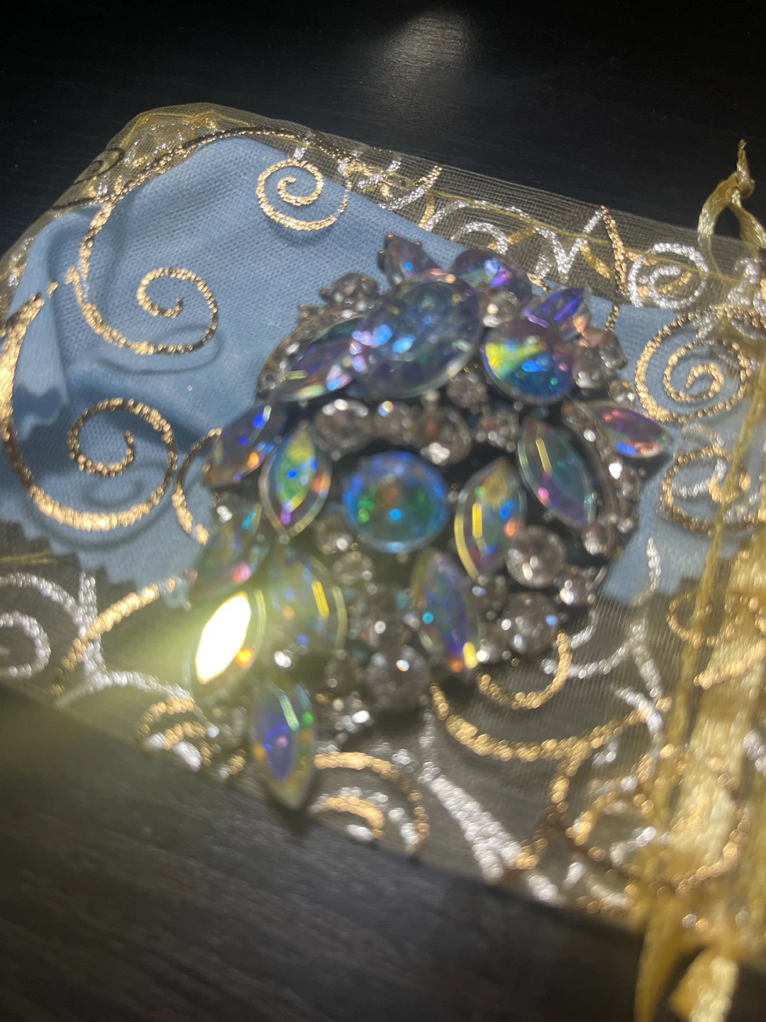 Iridescent Crystal Floral Brooch - photo 3