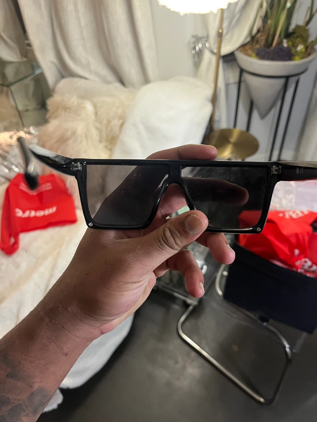 Black Flat-Top Shield Sunglasses AF8018 - photo 3