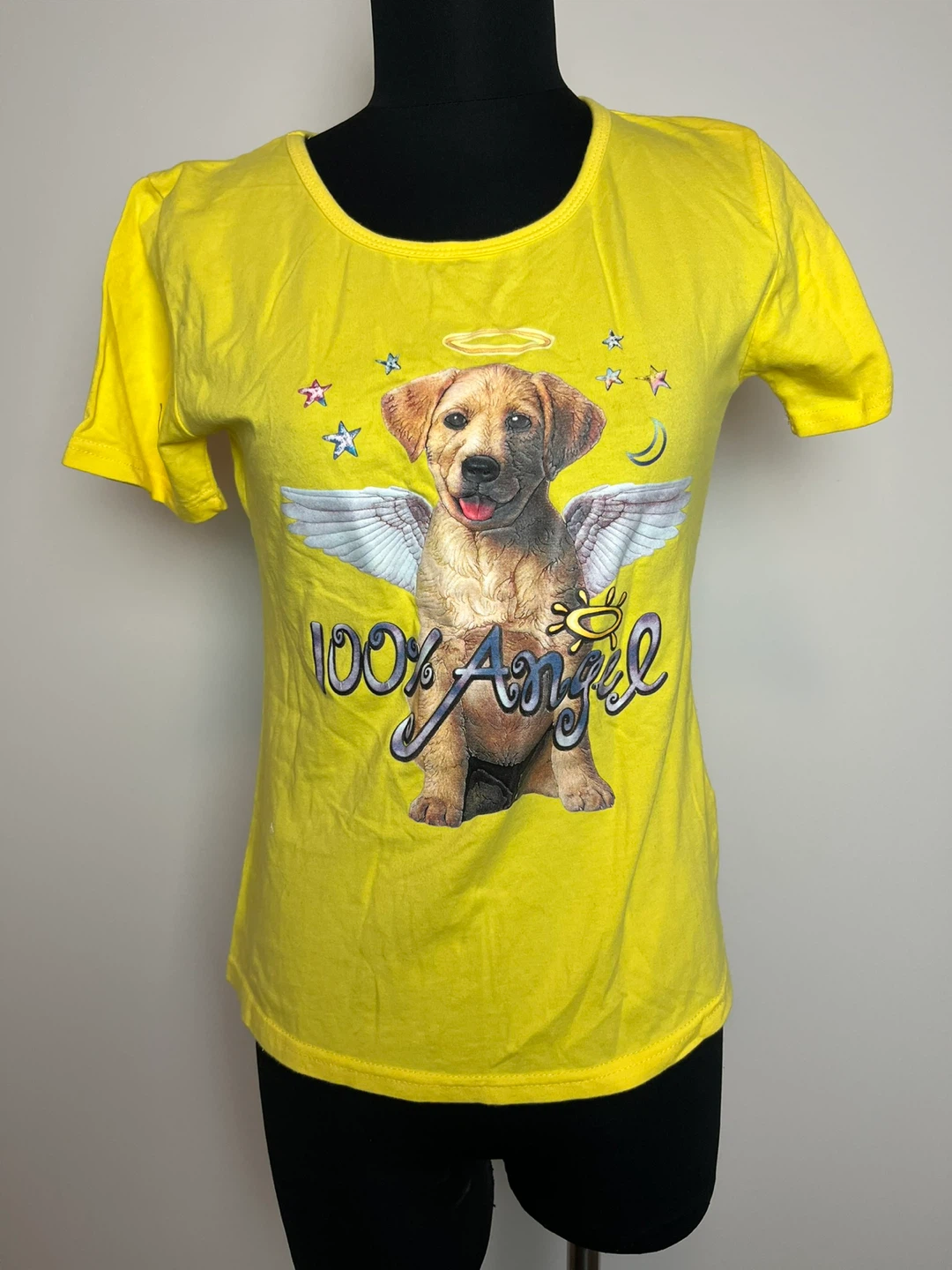 Bright Yellow 100% Angel Graphic T-Shirt