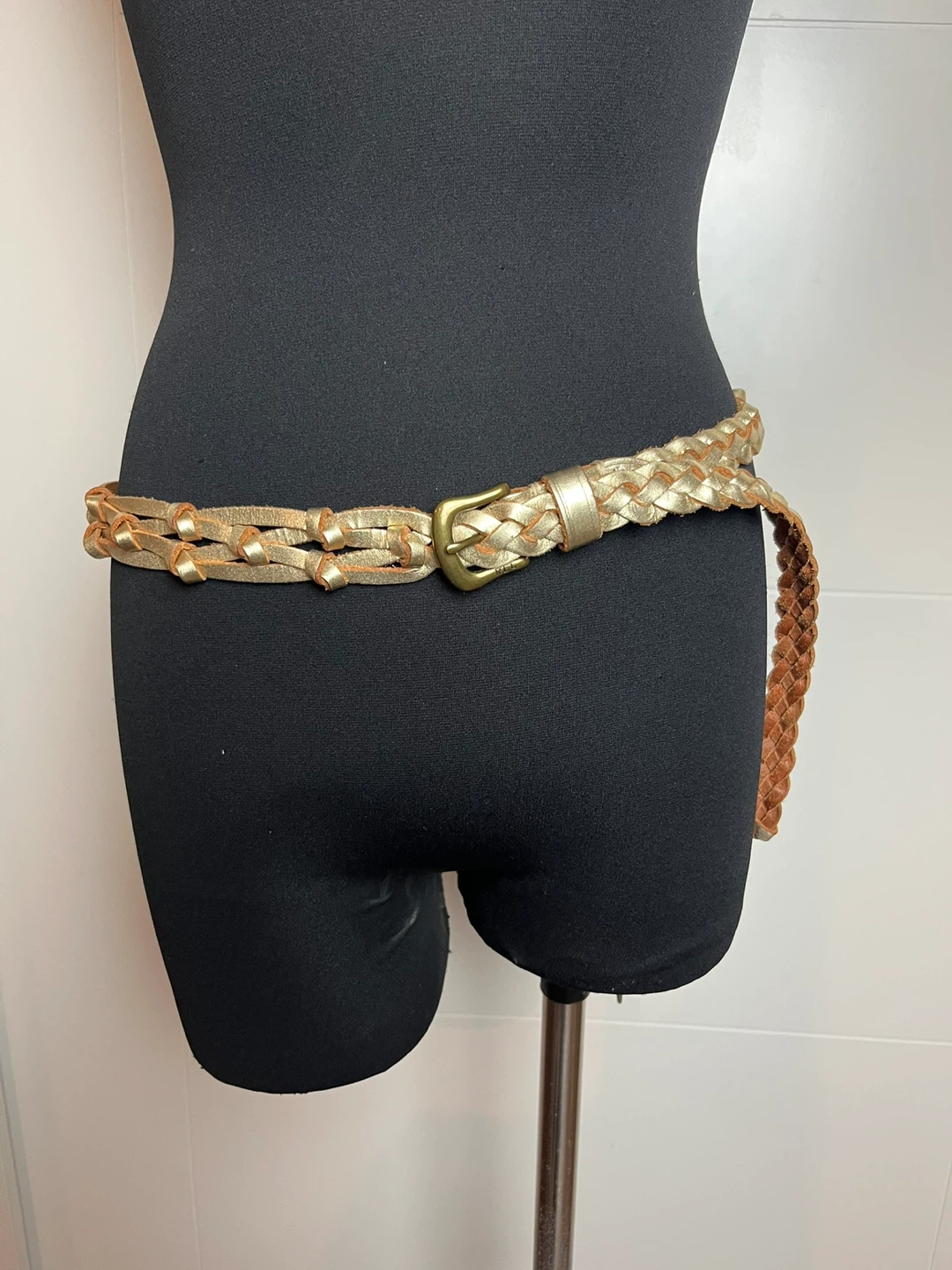 Ralph Lauren Gold Braided Leather Belt