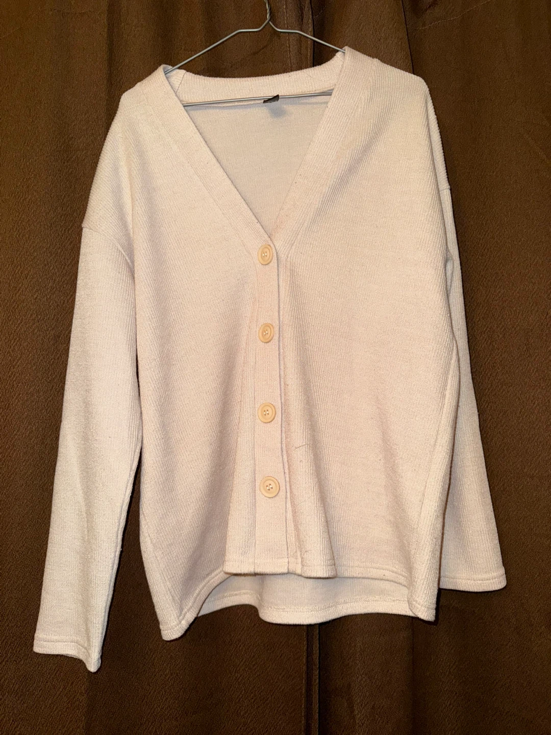 SHEIN Cream Button-Up Cardigan