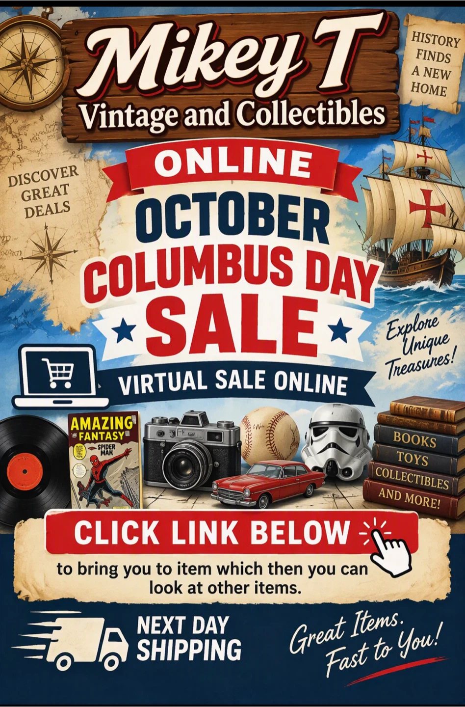 MIKEY T VINTAGE & COLLECTIBLES 🛍️ 🎉 ONLINE COLUMBUS DAY SALE!