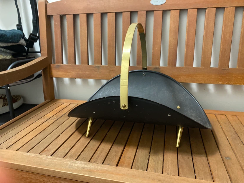 Mid-Century Modern Metal Firewood Log Basket