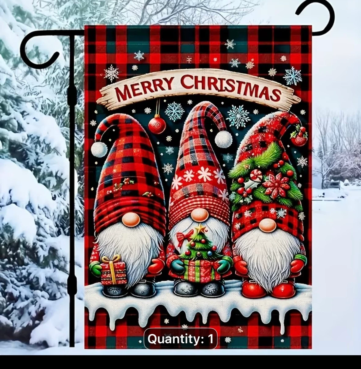 Merry Christmas Gnome Garden Flag