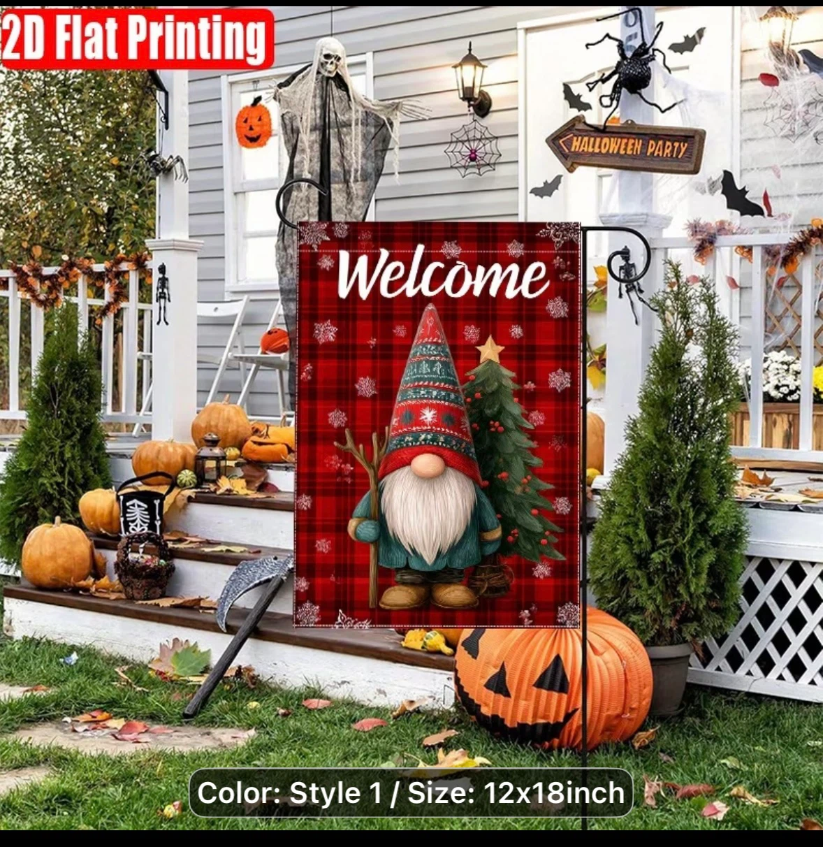 Thanksgiving SALE Christmas Gnome Welcome Garden Flag