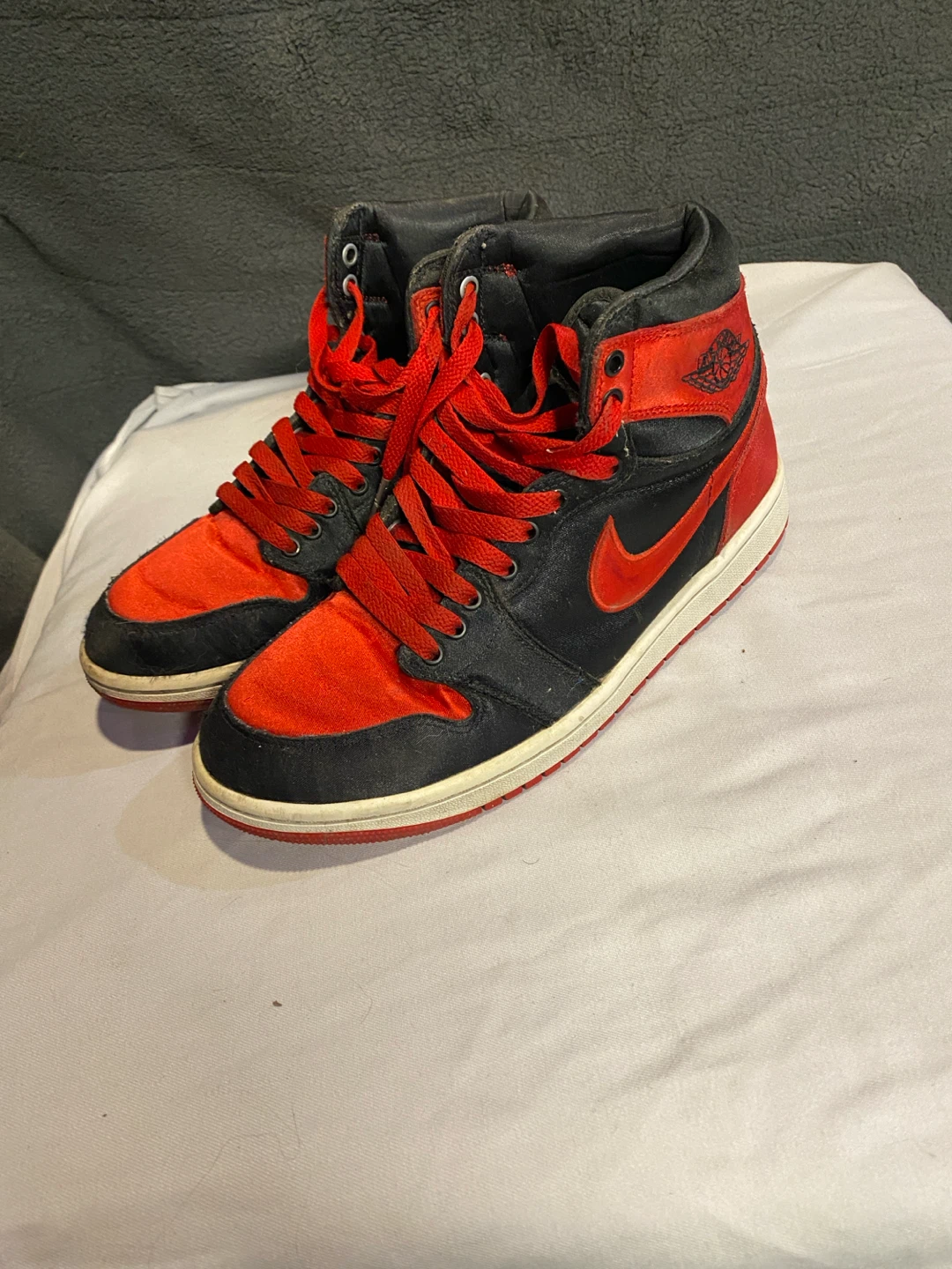 Nike Air Jordan 1 High Satin Black and Red