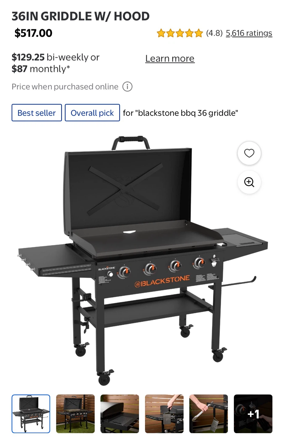 Brand New Blackstone 36-inch Griddle with Hood