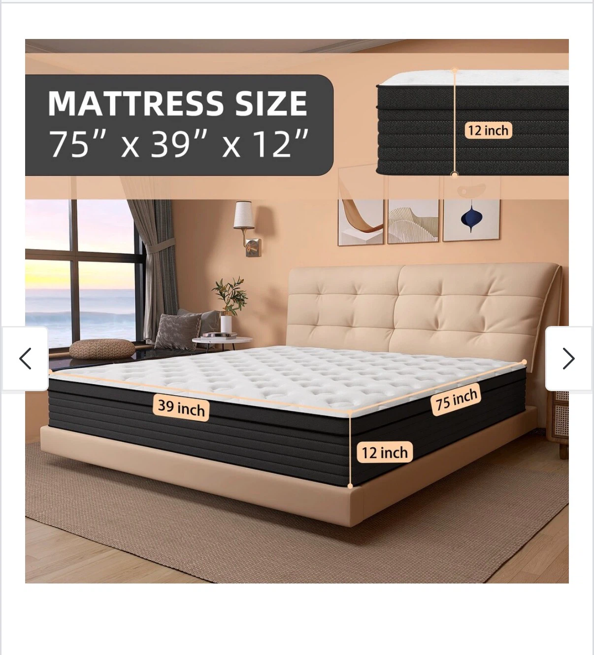 Full-Size Medium Hybrid Mattress - 12" |CertiPUR-US Foam - photo 3
