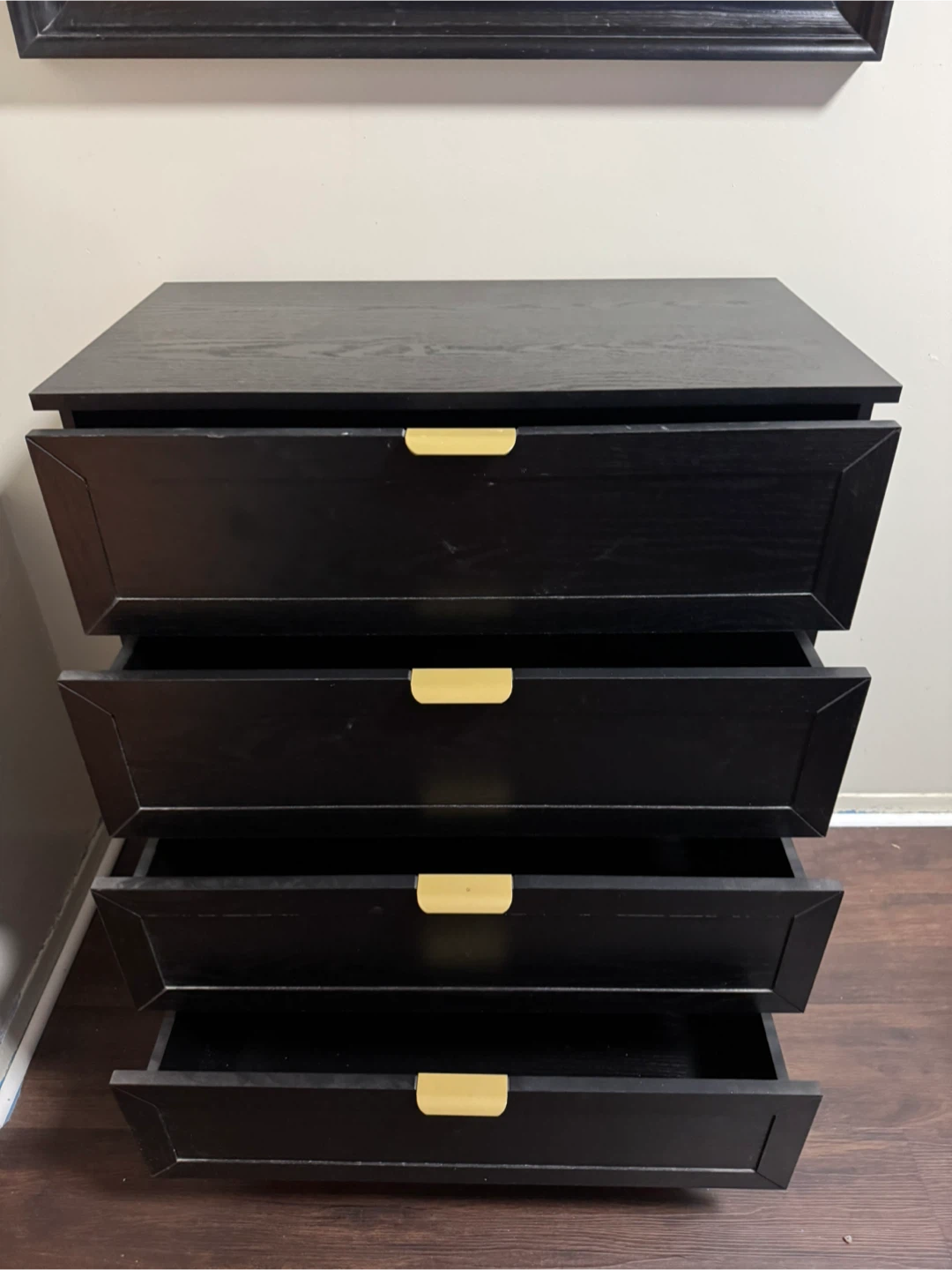 Black 4-Drawer Dresser with Gold Handles - photo 2