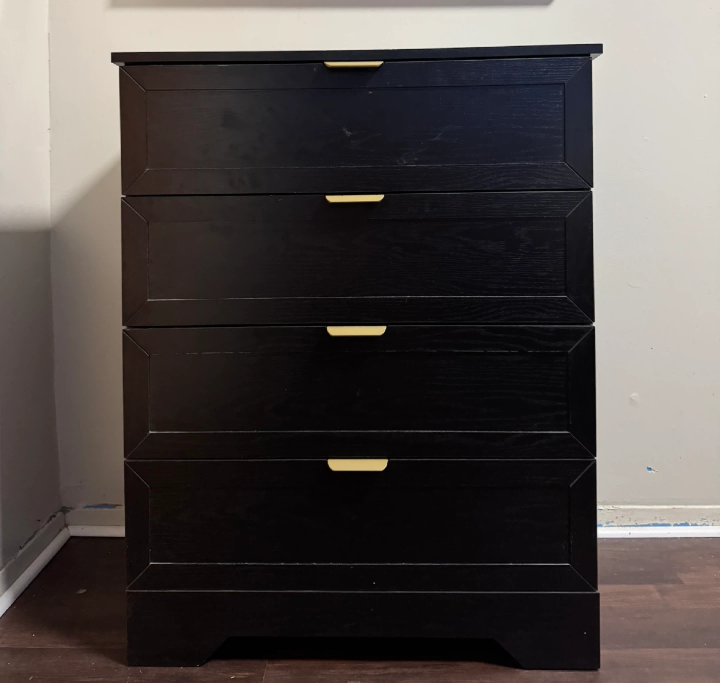 Black 4-Drawer Dresser with Gold Handles - photo 3