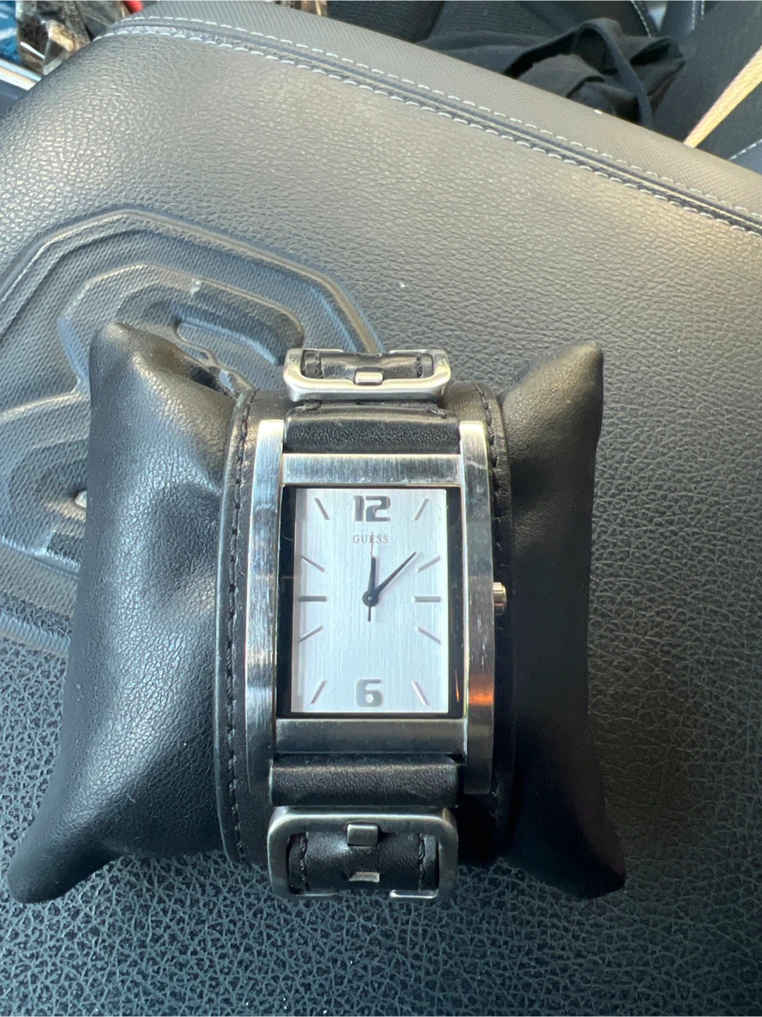 Guess Rectangular Wristwatch with Leather Band