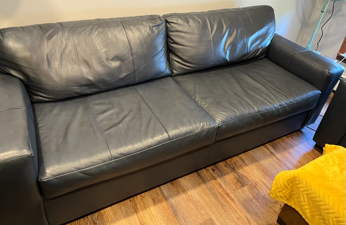 Teal Full Leather Sofa and Loveseat - photo 2