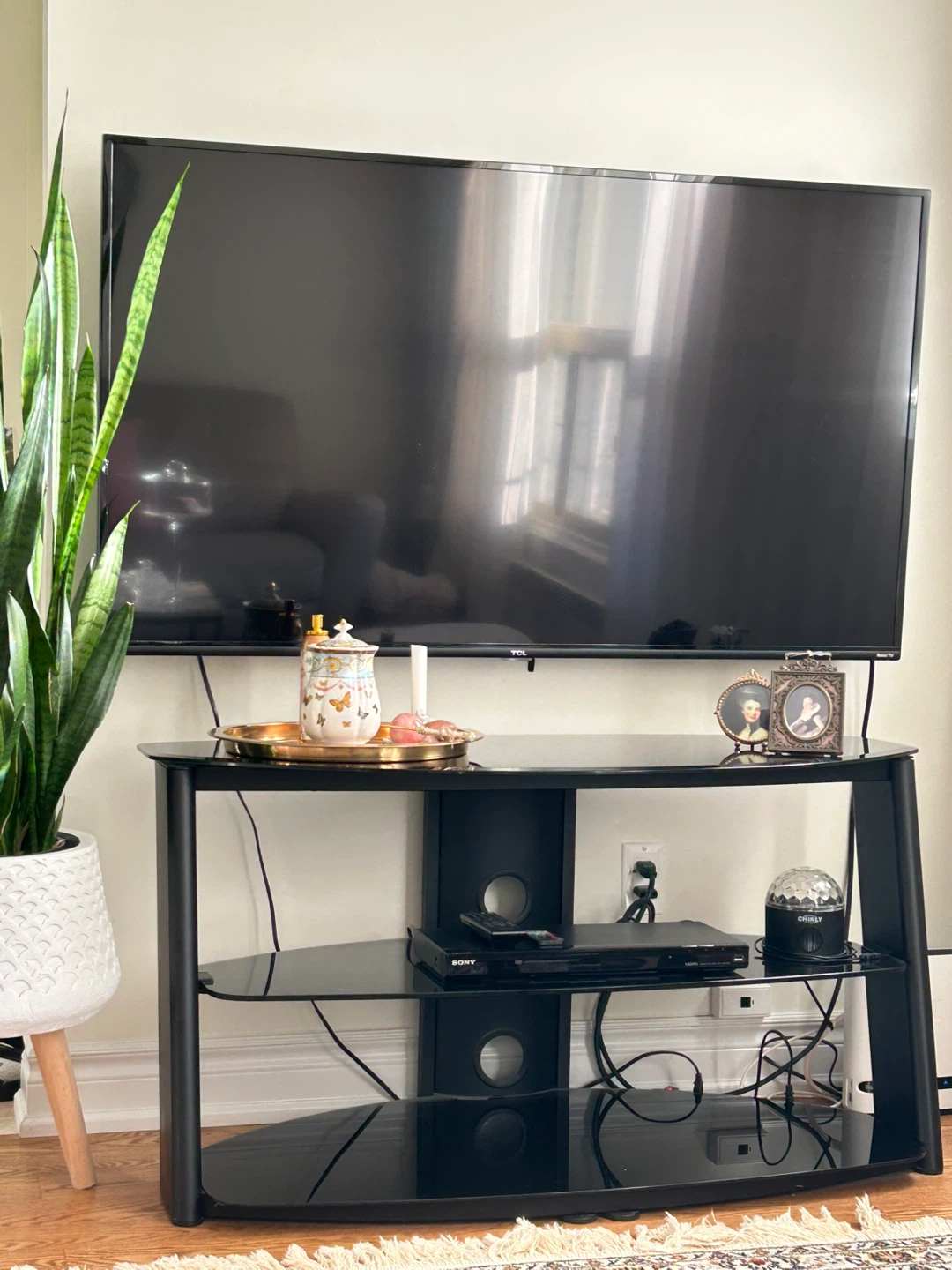 Modern Black Glass TV Stand