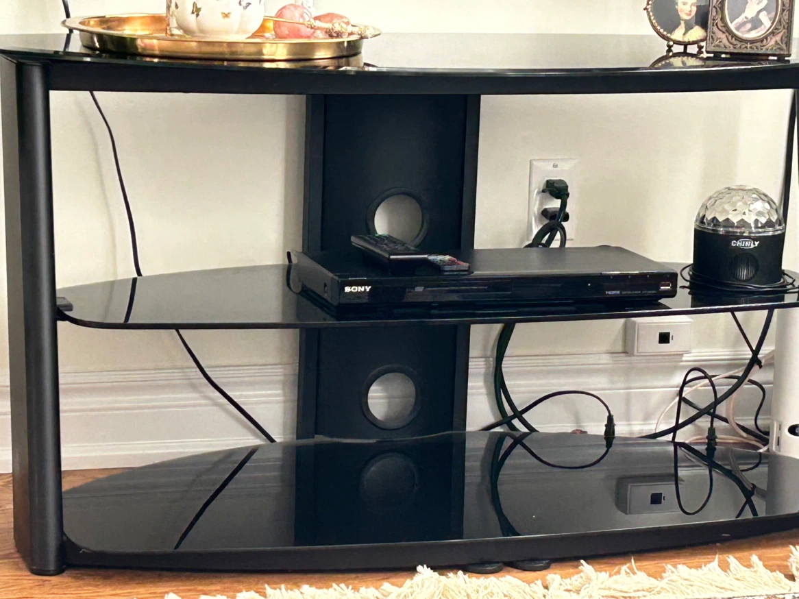 Modern Black Glass TV Stand - photo 2