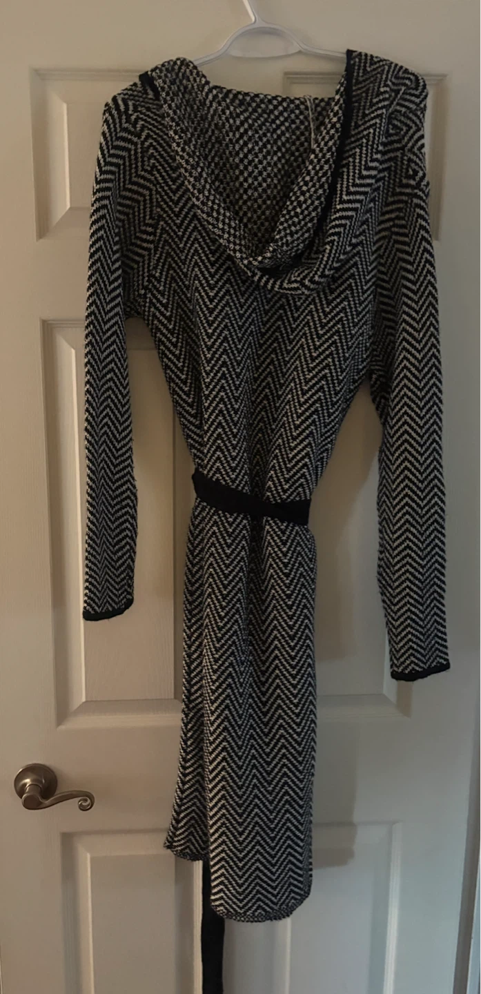 Chevron pattern knit hooded cardigan - One size - photo 5