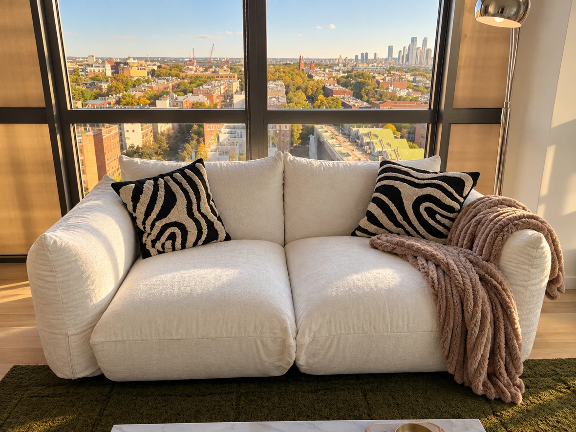 White Two-Seater Loveseat Sofa