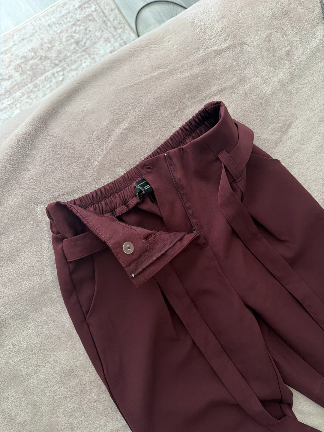 Dress pants Burgundy Paperbag Waist Trousers - photo 2