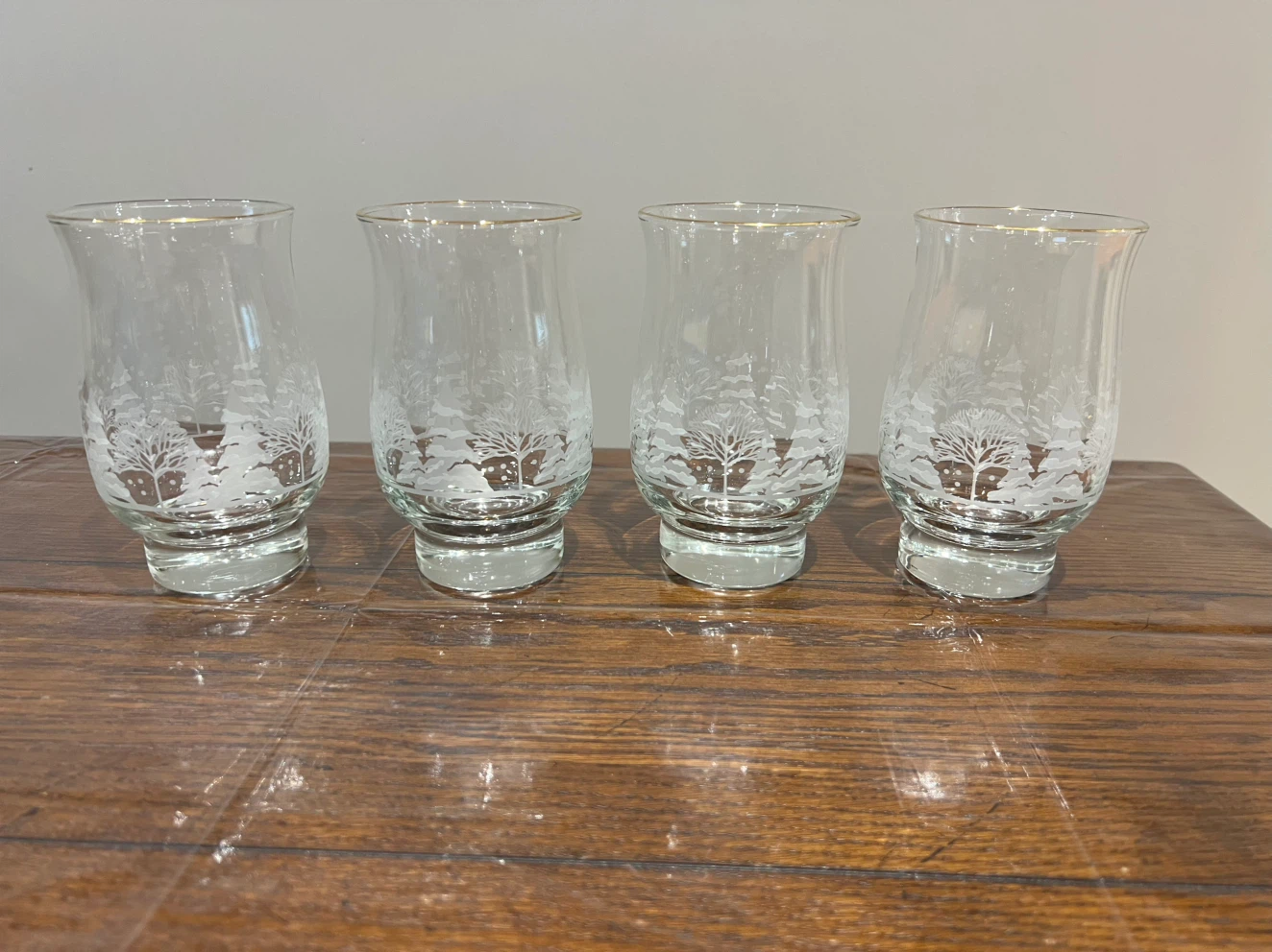 Set of 4 Etched Glass Tumblers