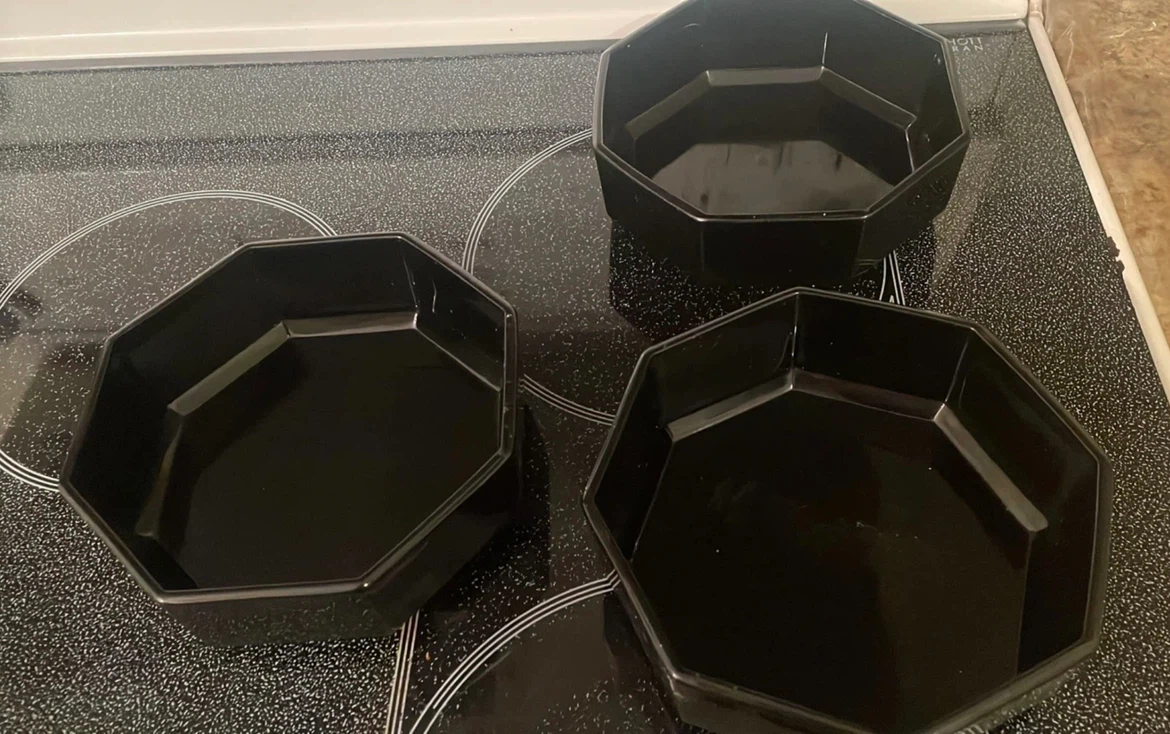 Set of 3 Black Hexagonal Bowls