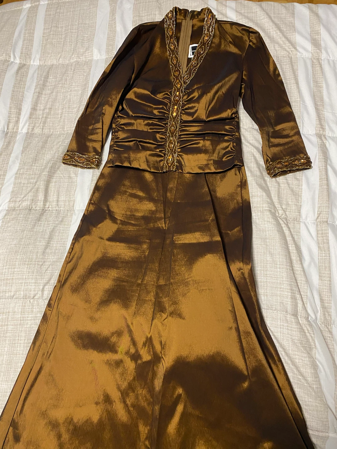 Tadashi Shoji Metallic Bronze Two-Piece Skirt Set