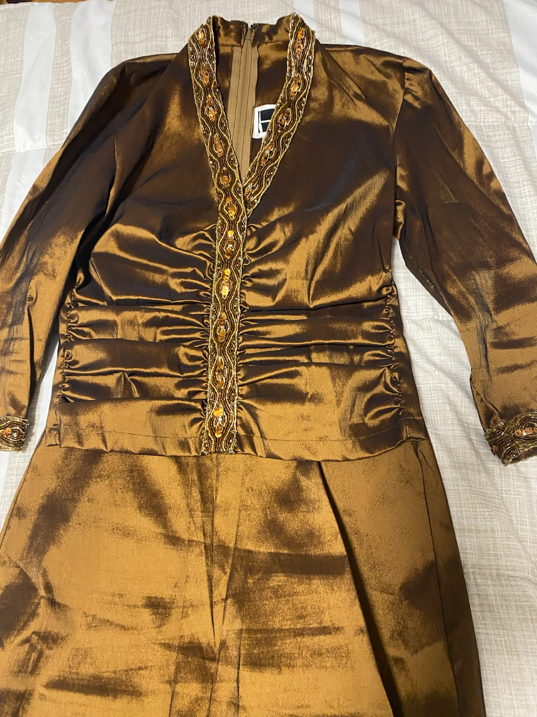 Tadashi Shoji Metallic Bronze Two-Piece Skirt Set - photo 2