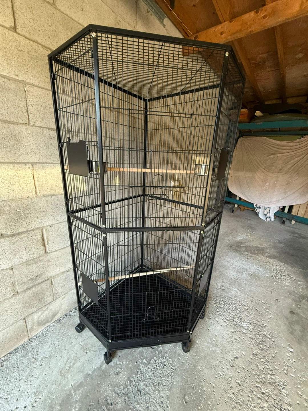 Large Black Corner Bird Cage