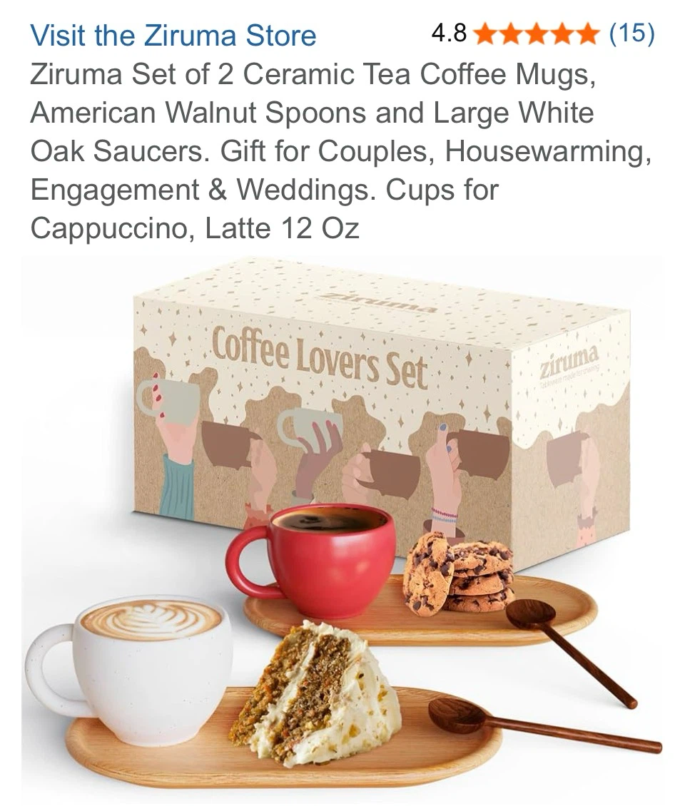 Ziruma Coffee Lovers Ceramic Mug Set