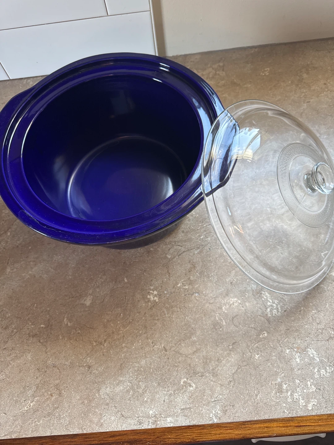 Blue Crock-Pot replacement ceramic insert with lid - photo 2