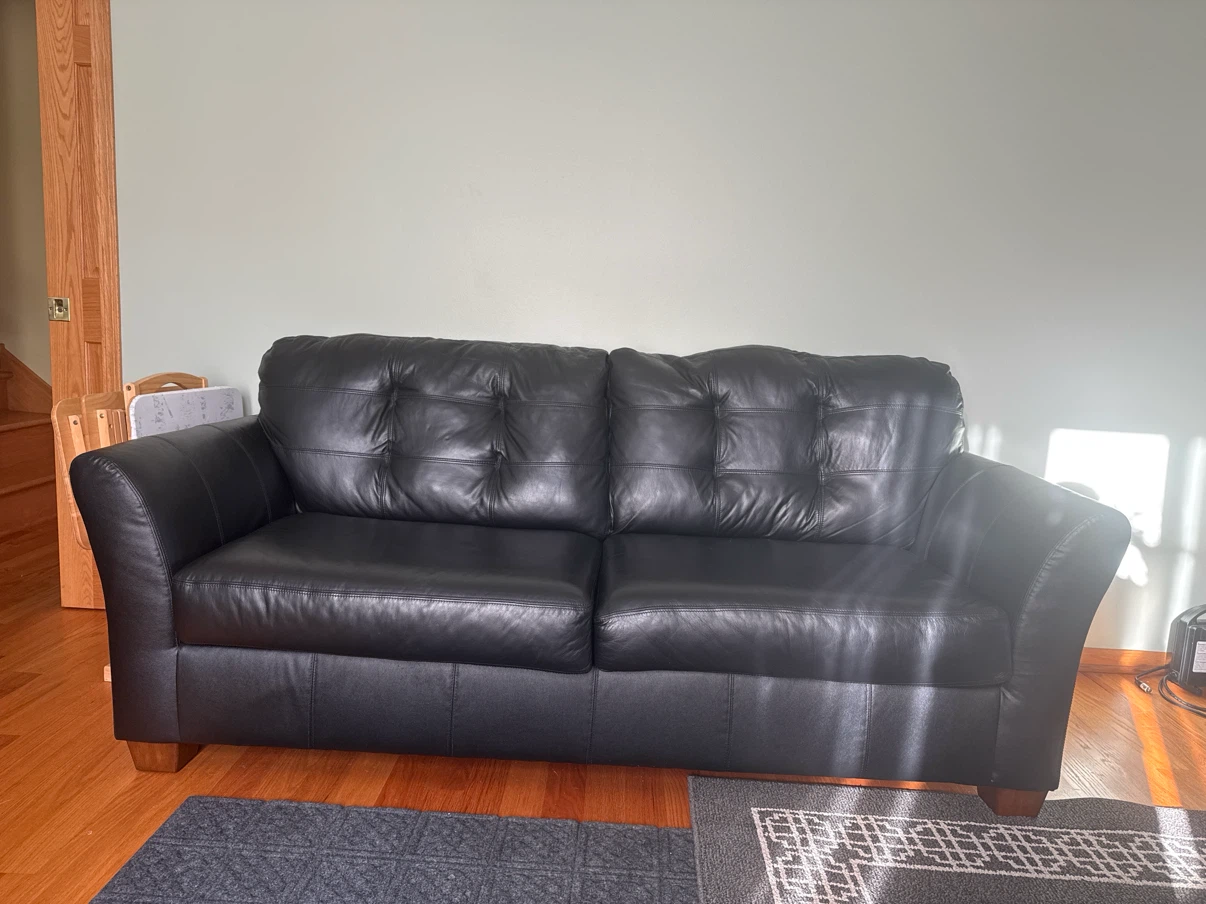 Black Leather Sofa - photo 2