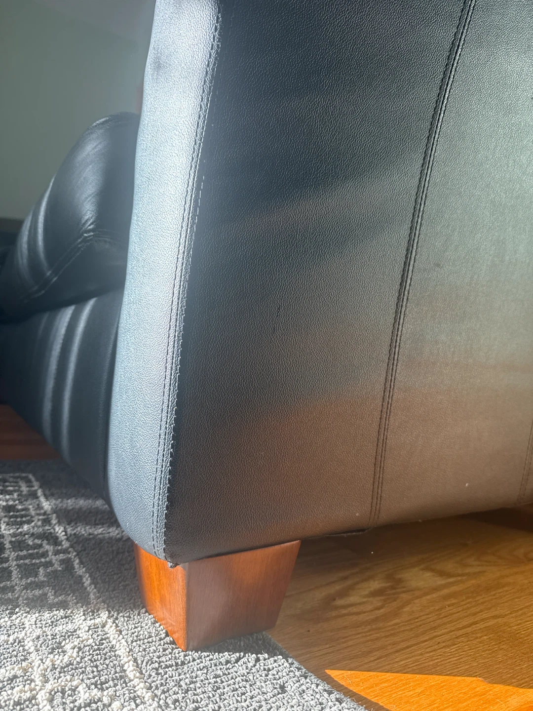 Black Leather Sofa - photo 3