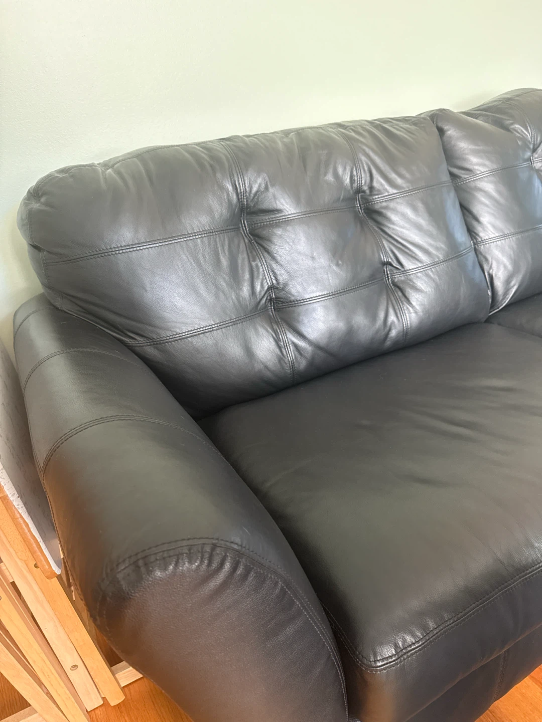 Black Leather Sofa - photo 4