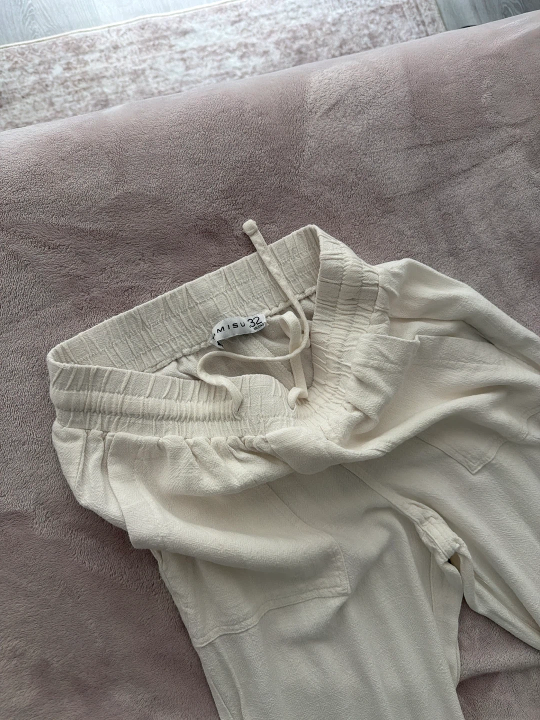 Amisu cream coloured drawstring pants - photo 2