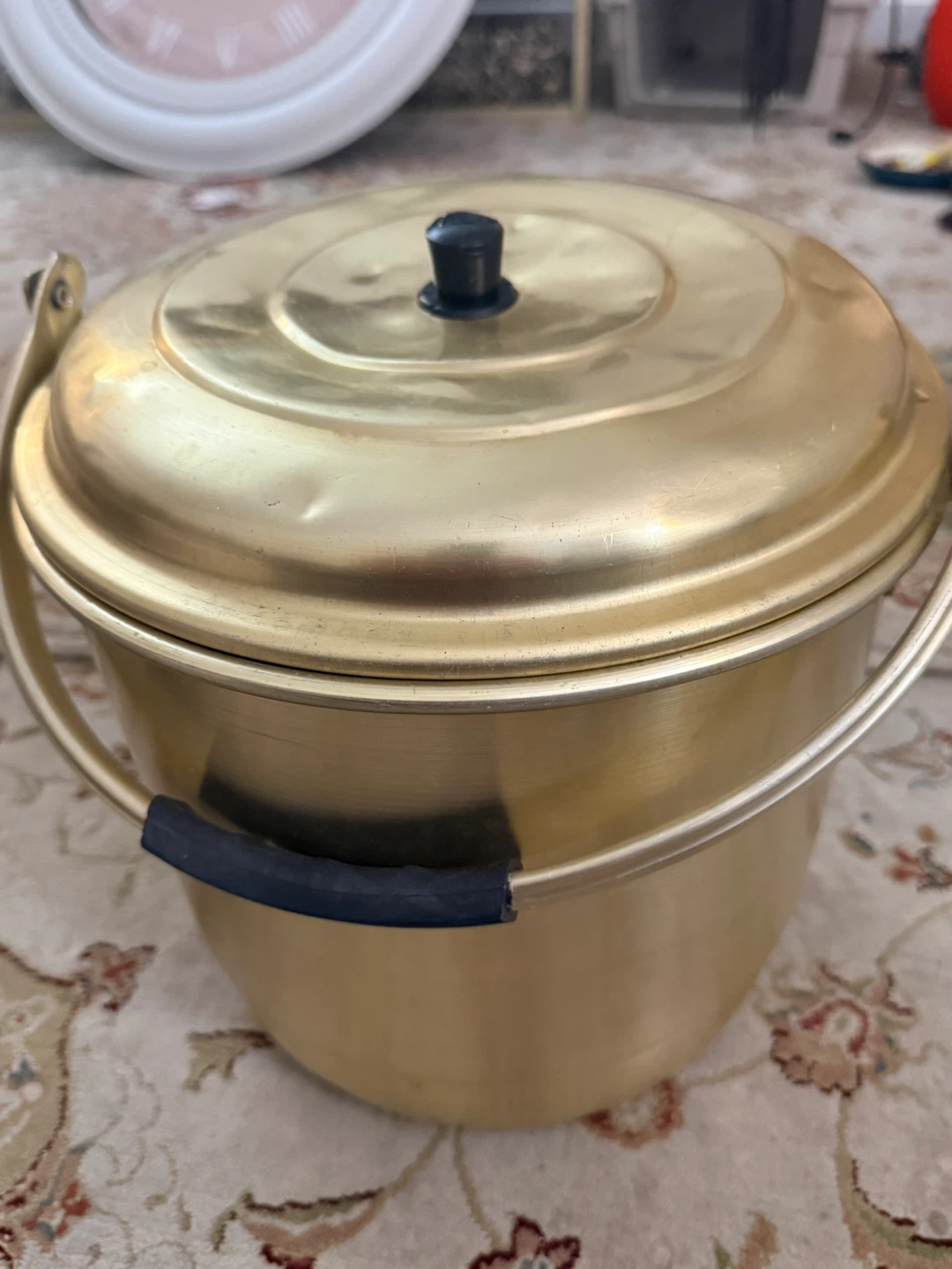 Vintage gold tone steamer pot