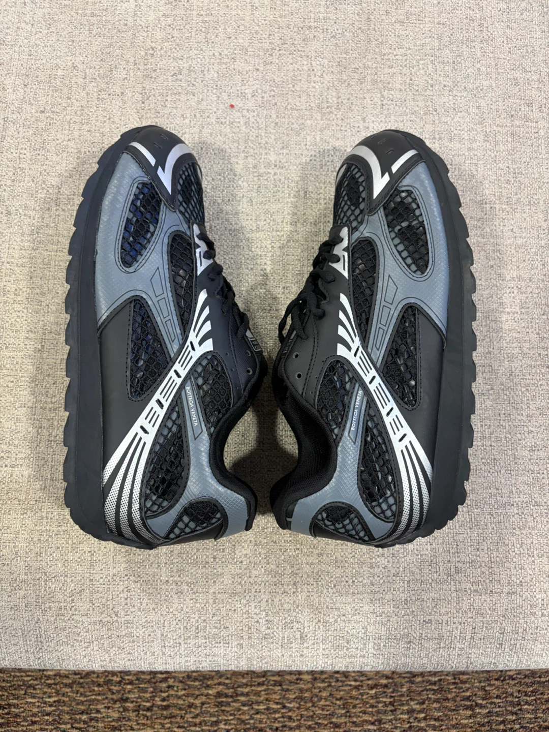 Bottega Veneta Orbit Sneakers in Black and Grey