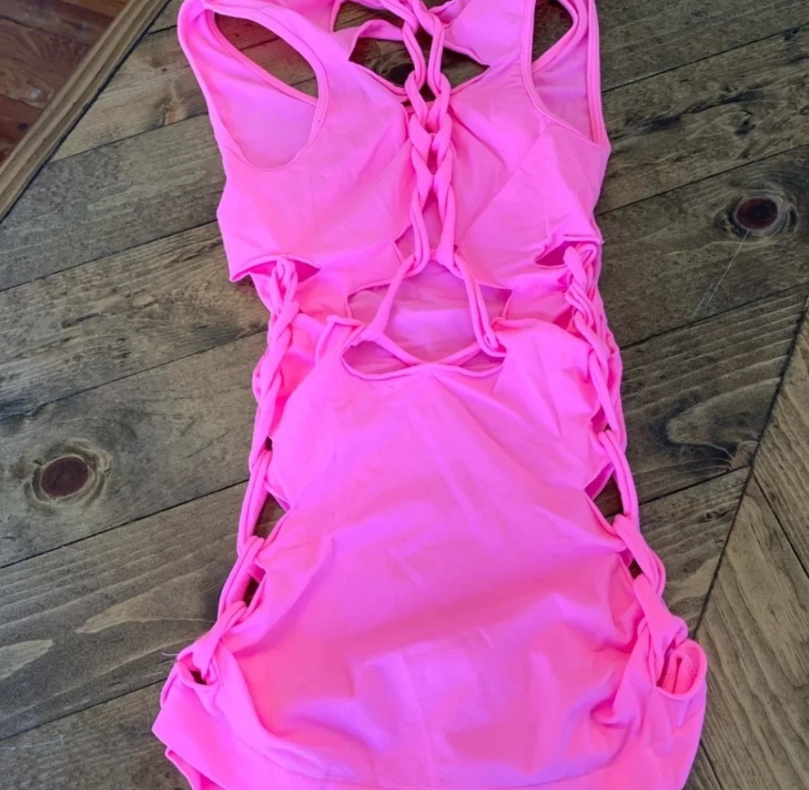 Neon Pink Braided Detail Tank Top - Medium - photo 2