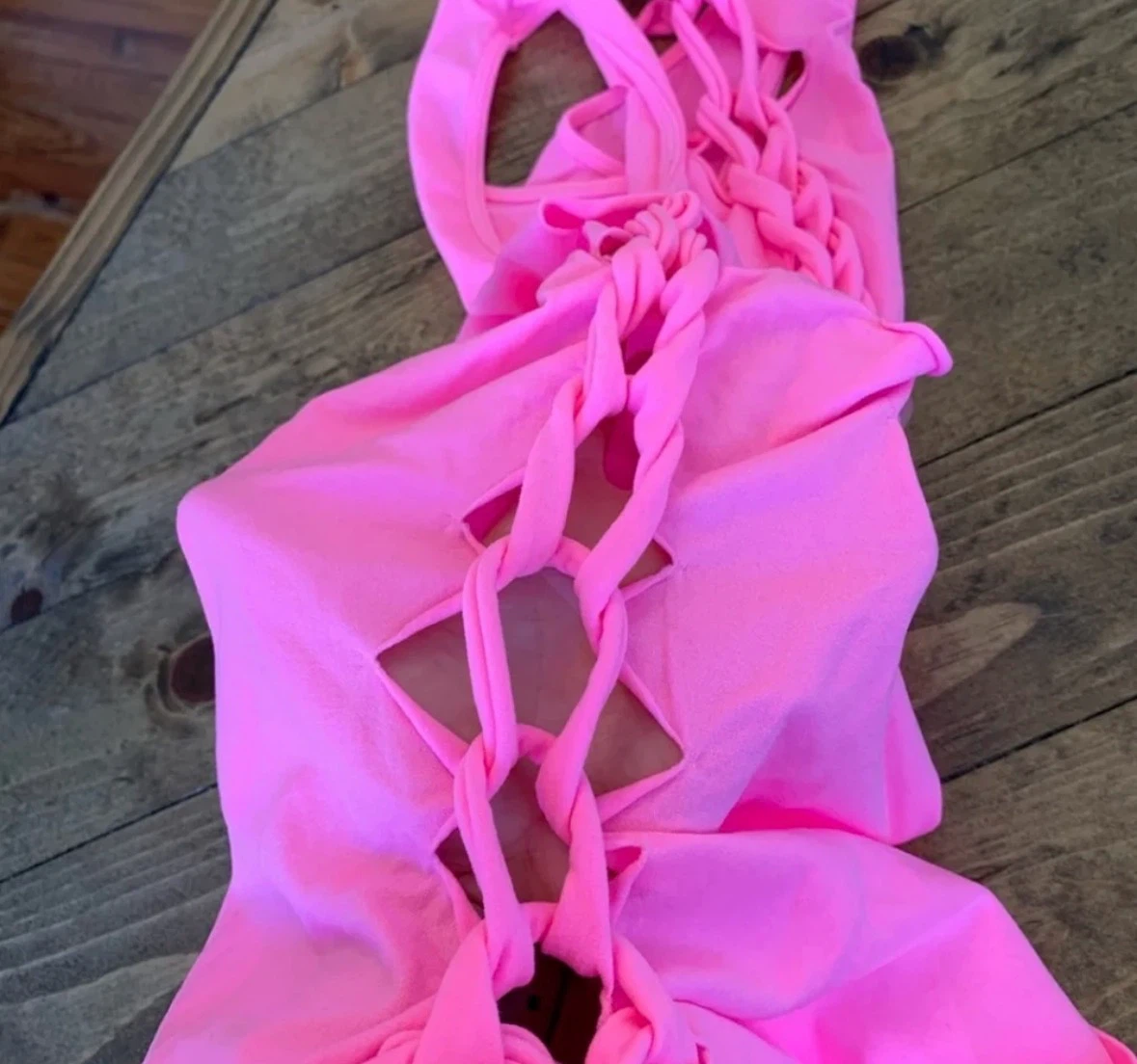 Neon Pink Braided Detail Tank Top - Medium - photo 4