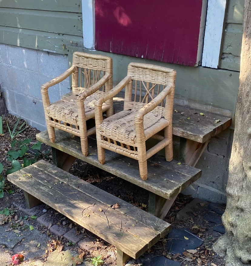 Two children's wicker armchairs , rattan, garden, patio, vintage - photo 2