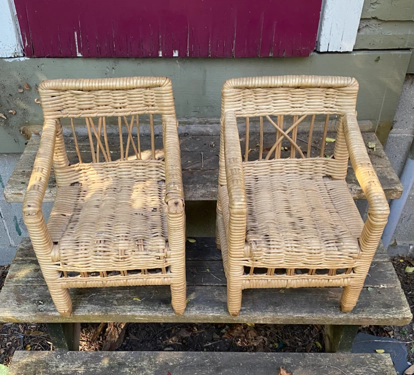 Two children's wicker armchairs , rattan, garden, patio, vintage - photo 3