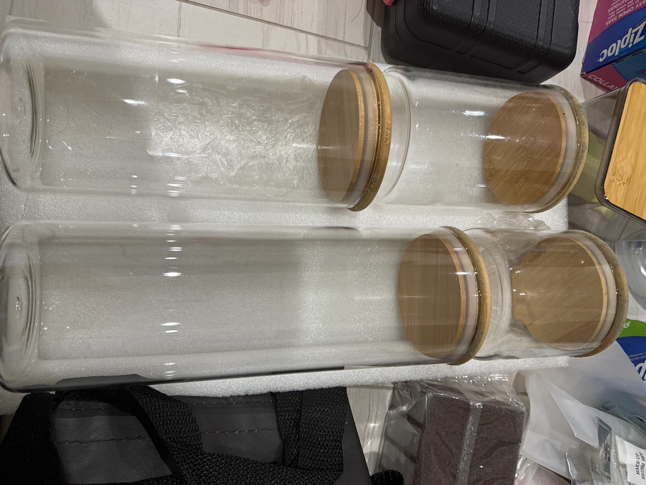 Tall Glass Storage Jars with Bamboo Lids