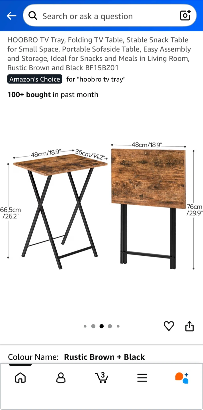 HOOBRO rustic TV Tray side table - photo 2