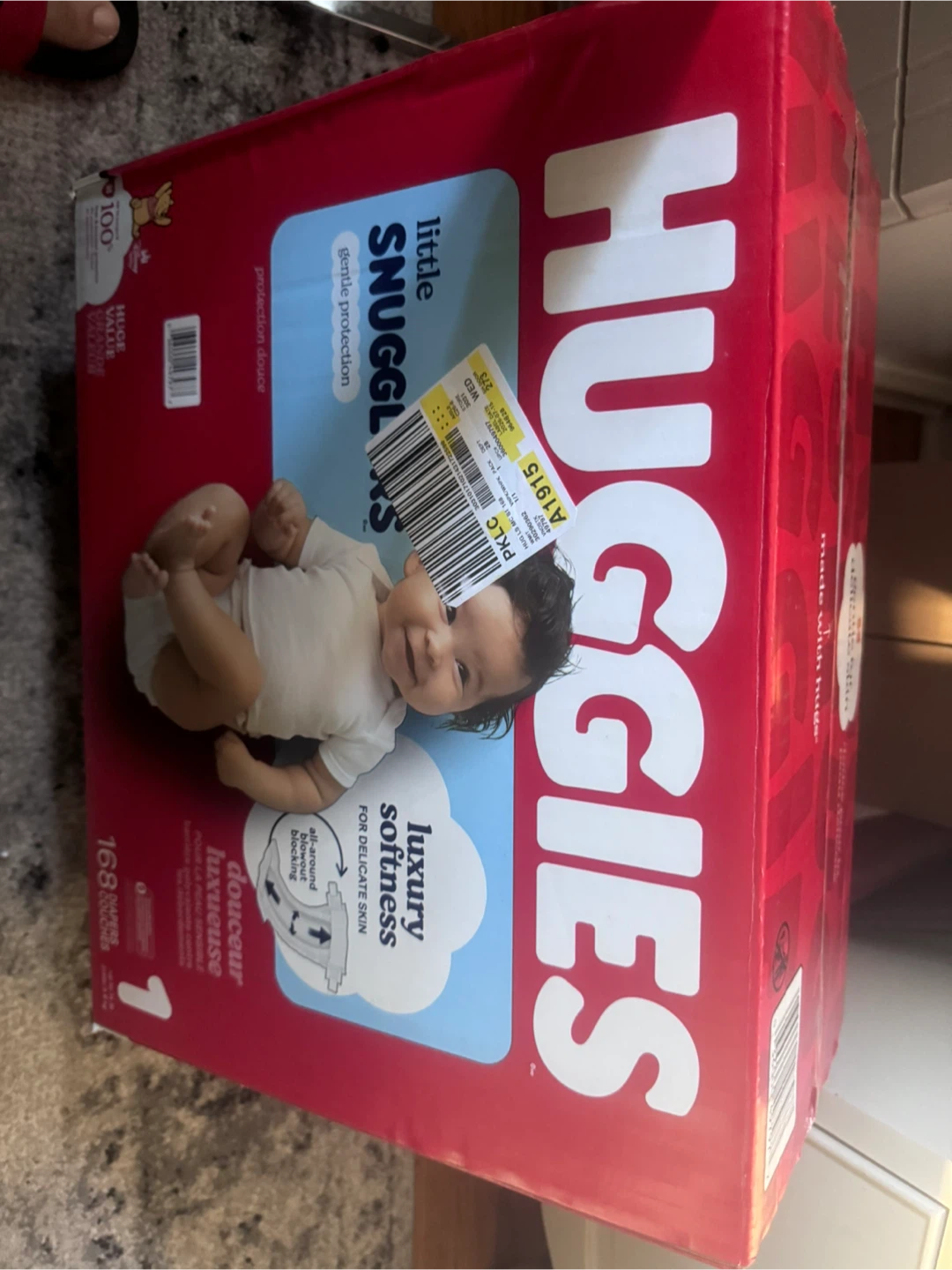 Box of Huggies diapers